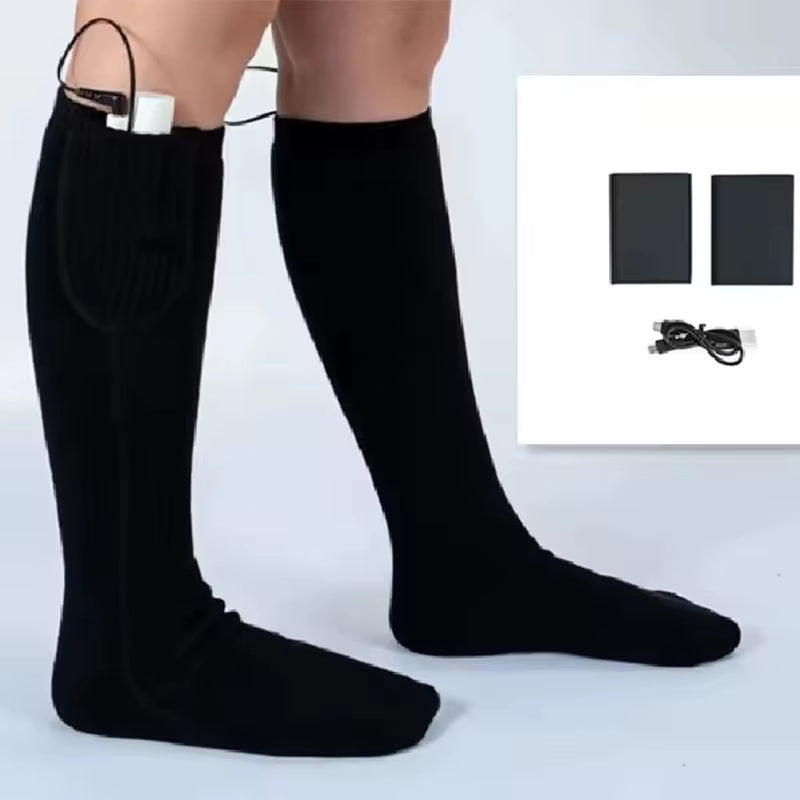 USB Rechargeable Electric Heated Socks 3 Heating Modes Winter Socks Outdoor Skiing Foot Warmer Heating Socks for Men/Women